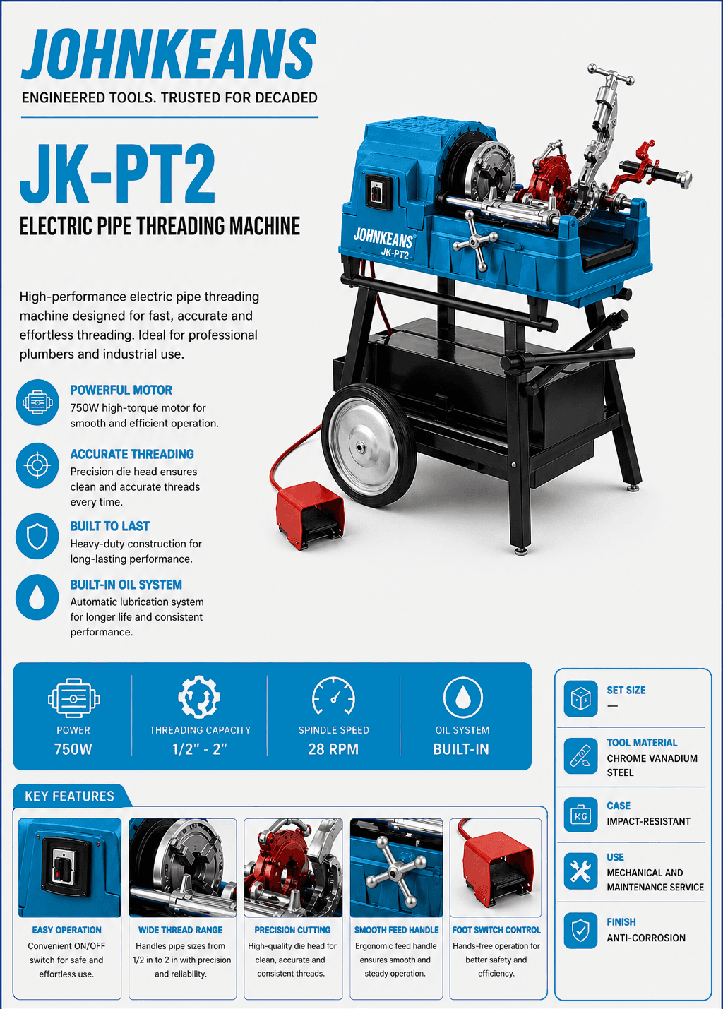 Johnkeans 1/2 in to 2 in Pipe Threading Machine - Image 8